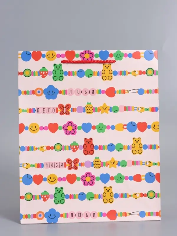 Пакет подарочный "Бусы" ламинированный 26 х 12 х 32 см