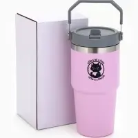 Термостакан с ручкой Coffee, 600 мл, розовый