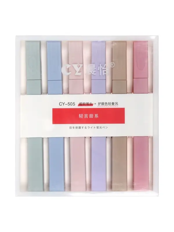 Набор маркеров-текстовыделителей, 6 пастельных цветов, скошенный наконечник, узел 5 мм