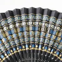 Веер складной с кисточкой &laquo;Греческий орнамент&raquo;, чёрный с золотом, 23 см