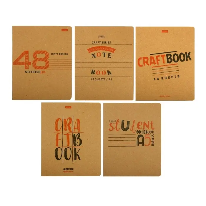 Тетрадь 48 листов, в клетку, Тетрадь 48 листов, в клетку, "КРАФТ", обложка крафт-картон, блок офсет 65г/м², МИКС