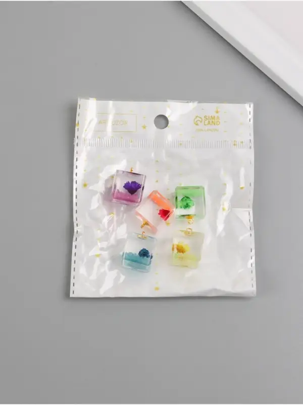 Подвеска для творчества акрил Подвеска для творчества акрил "Цветок в кубе" светится в темноте МИКС 1,6х1,6х1,8 см