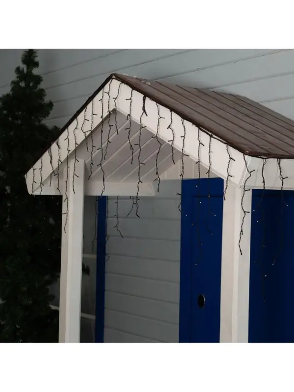 Гирлянда &laquo;Бахрома&raquo; 3&times;0.6 м, IP44, УМС, тёмная нить, 160 SMD-LED, свечение белое, 220 В