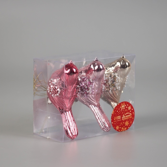 Украшение ёлочное Украшение ёлочное "Сказочная птица" (набор 3 шт) на зажимах, 10,5х7 см, микс