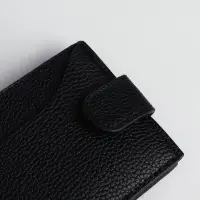Портмоне мужское на кнопке, отдел для карт, монет, чёрное
