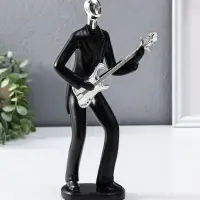 Сувенир полистоун "Гитарист" чёрный с серебром 6,5х15,2х27,5 см