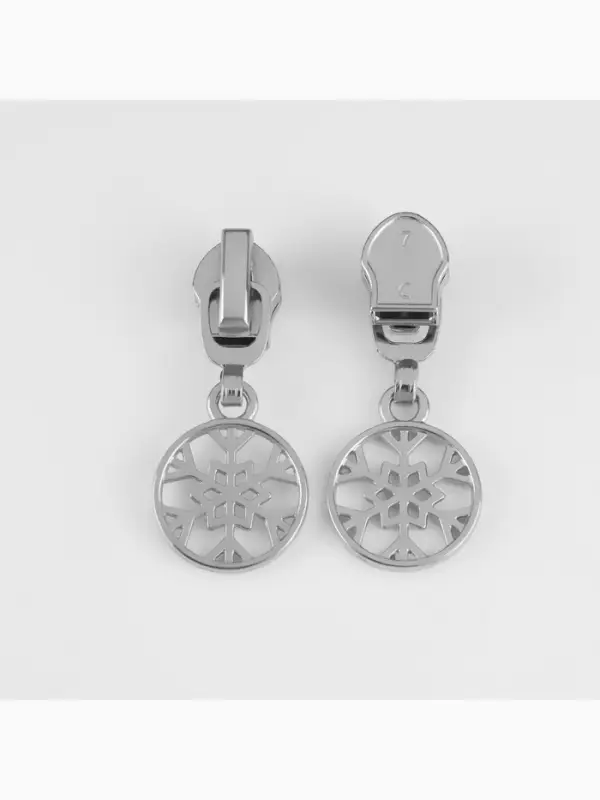 Бегунок для молнии &laquo;Спираль&raquo;, №7, &laquo;Снежинка&raquo;, 10 шт., цвет никель