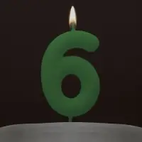 Свеча для торта, цифра «6», светится в темноте, 3,8 х 8 см