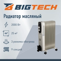 Радиатор BigTech  WBH002 20W, масляный (9 секций 2000 Вт)