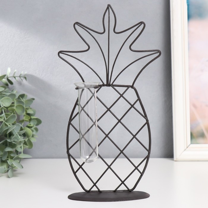 Декор металл, стекло Декор металл, стекло "Ананас" чёрный 15х5,5х25 см