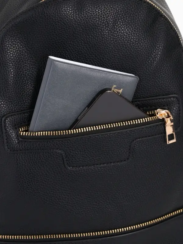 Рюкзак женский на молнии, с карманом, размер 27&times;13.5&times;33 см, чёрный