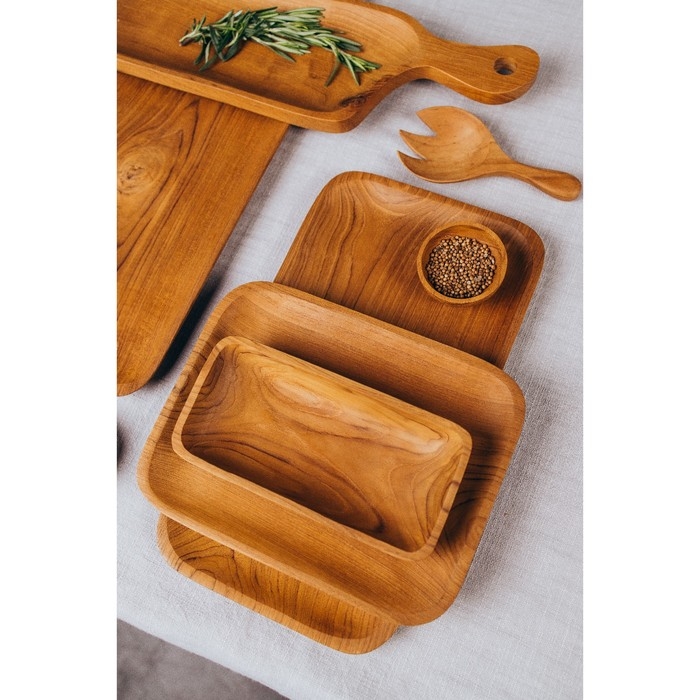 Блюдо 25х20х2 см, тиковое дерево