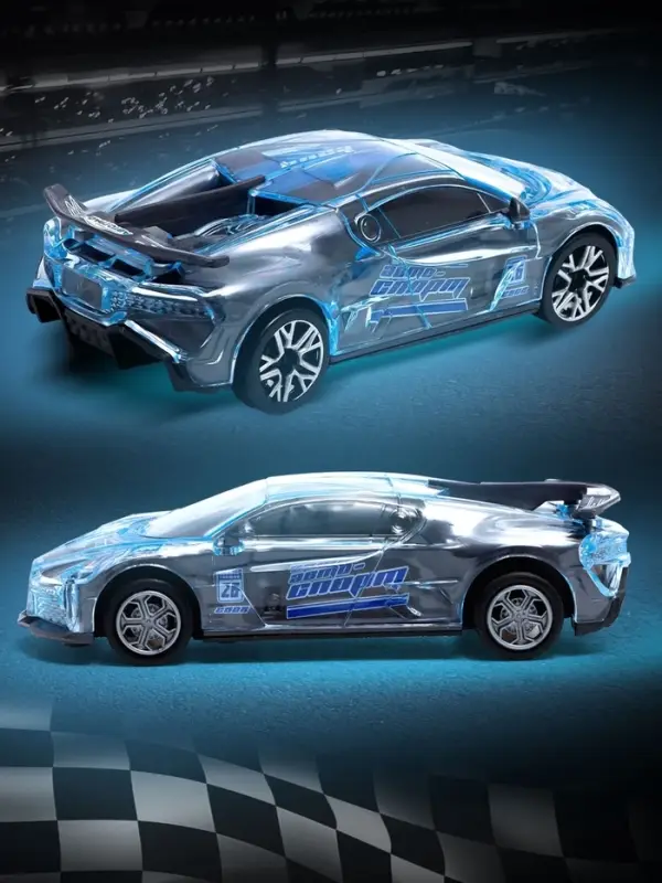 Машина инерционная Crazy race &laquo;Гонки&raquo;, русская озвучка, свет, цвет серый