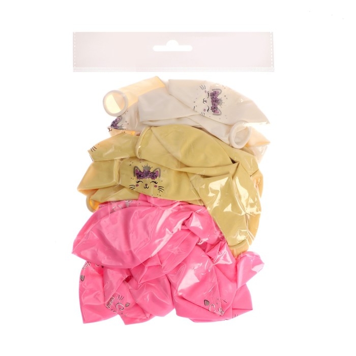 Воздушный шар латексный 12 Воздушный шар латексный 12" «C Днём Рождения», котёнок, 25 шт.