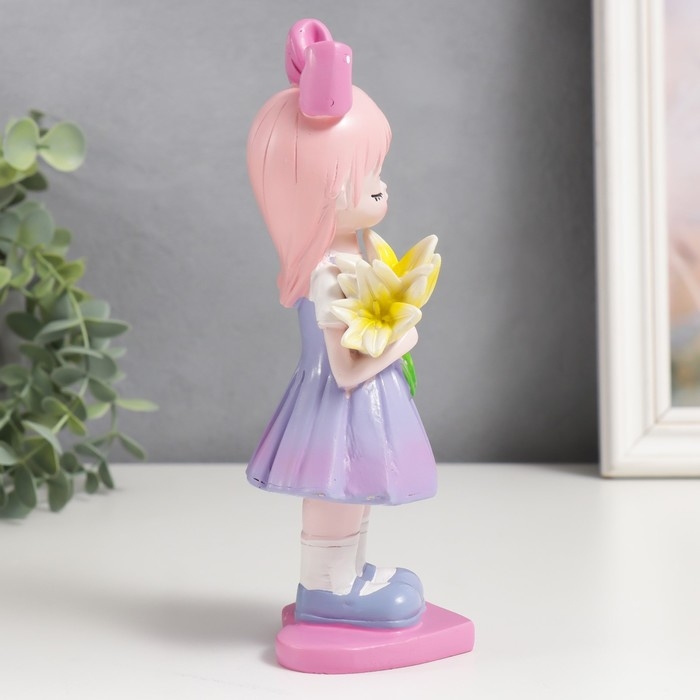 Сувенир полистоун  Сувенир полистоун "Мальчик/Девочка с белыми цветами" МИКС 6,5х7х19,5 см