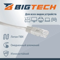 Патч-корд BigTech OPCC003 UTP CCA кат.5e/2м/литой/многожильный (серый)