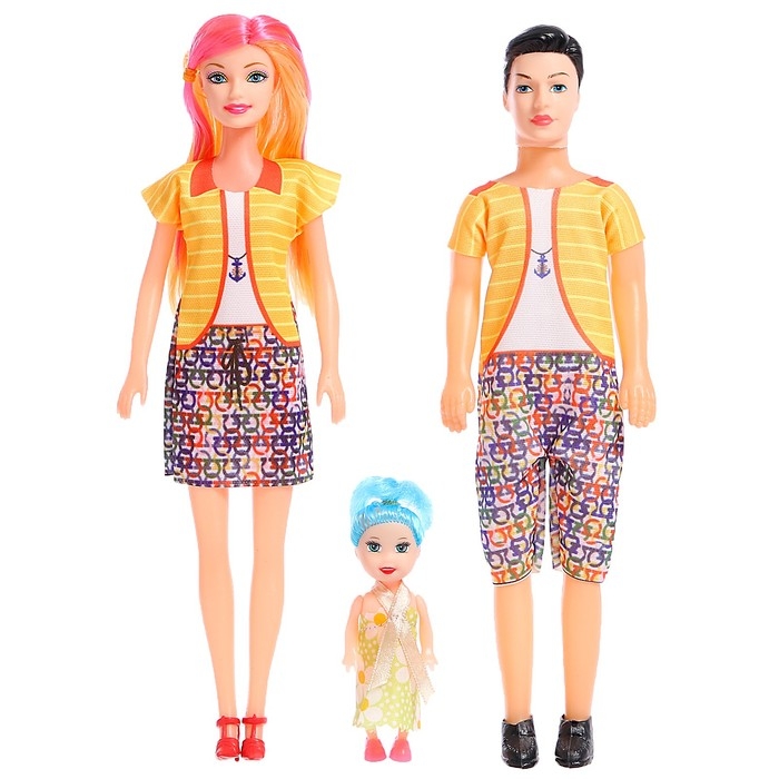 Набор кукол «Дружная семья», 3 шт, МИКС Набор кукол «Дружная семья», 3 шт, МИКС