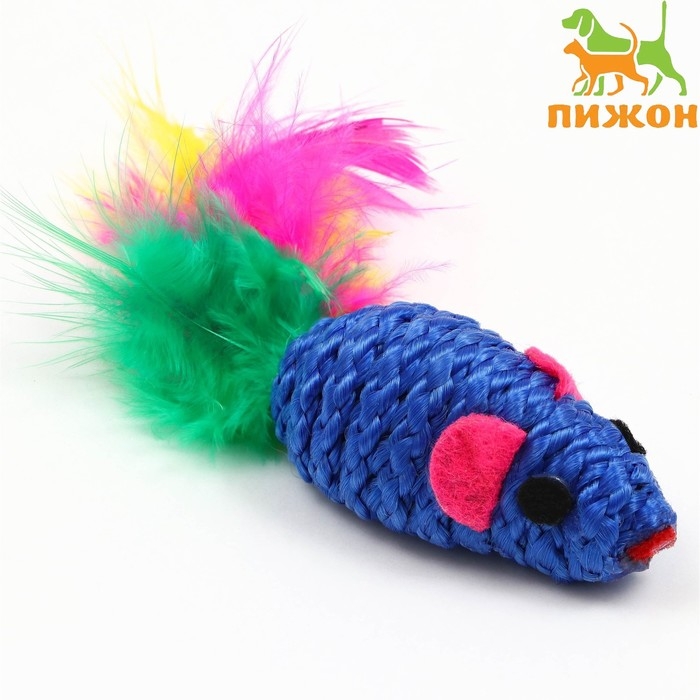 Мышь с пером, 4,5 см, синяя Мышь с пером, 4,5 см, синяя