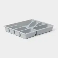 Лоток для столовых приборов, 5 отделений, 25.5&times;30.7&times;4.6 см, пластик, серый