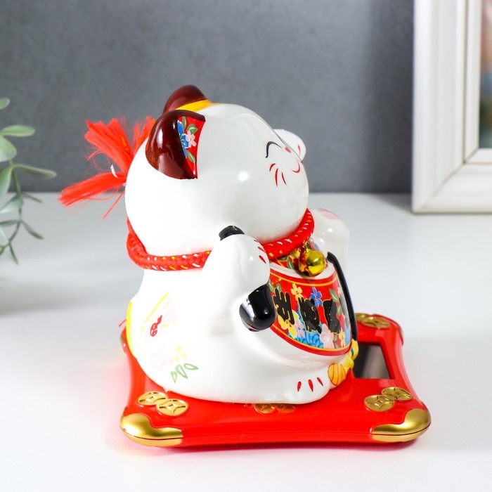 Маятник керамика Маятник керамика "Манэки-нэко с гармонью" от солнечных батарей 11х13х15 см