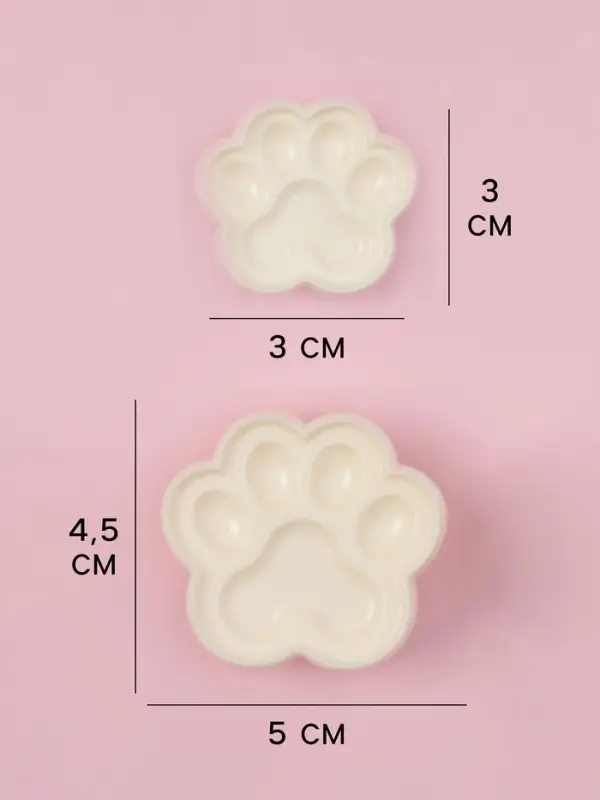 Печати для теста и мастики Доляна &laquo;Лапы&raquo;, набор 2 шт., 4.5&times;5/ 3&times;3 см, пластик, молочные