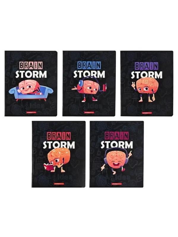 Тетрадь 48 листов, в клетку «Мозговой штурм», мелованный картон, МИКС Тетрадь 48 листов, в клетку «Мозговой штурм», мелованный картон, МИКС