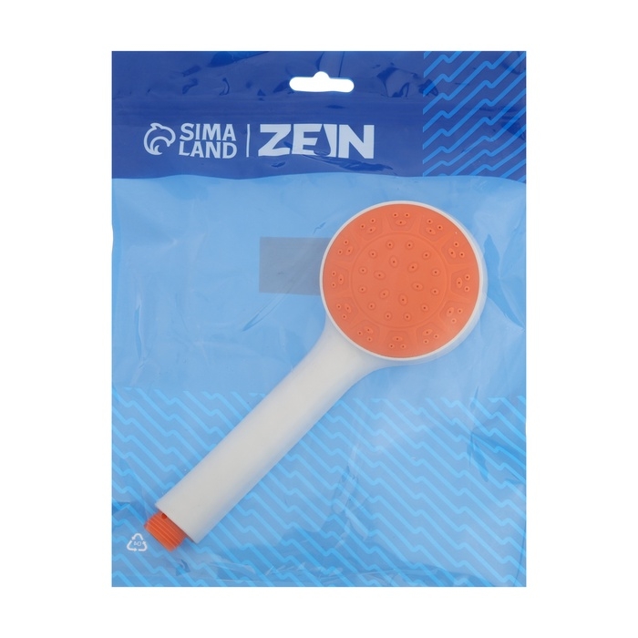 Лейка для душа ZEIN Z0208, 1 режим, пластик, цвет белый с оранжевой вставкой Лейка для душа ZEIN Z0208, 1 режим, пластик, цвет белый с оранжевой вставкой