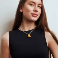 Цепь с кулоном &laquo;Утка&raquo;, узел, жёлтый в серебре, L=40 см