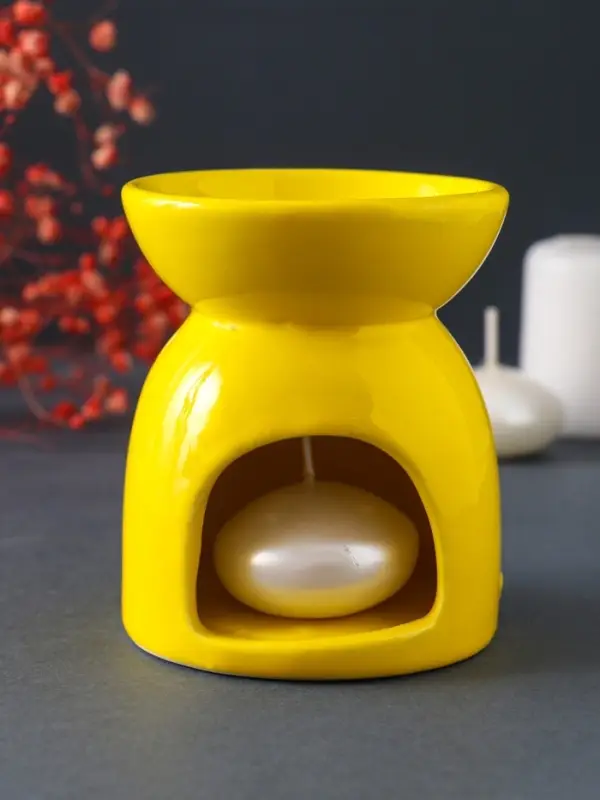 Аромалампа для эфирных масел &laquo;Стрекоза на цветке&raquo;, керамика, жёлтая, 7.2&times;7.2&times;8.3 см