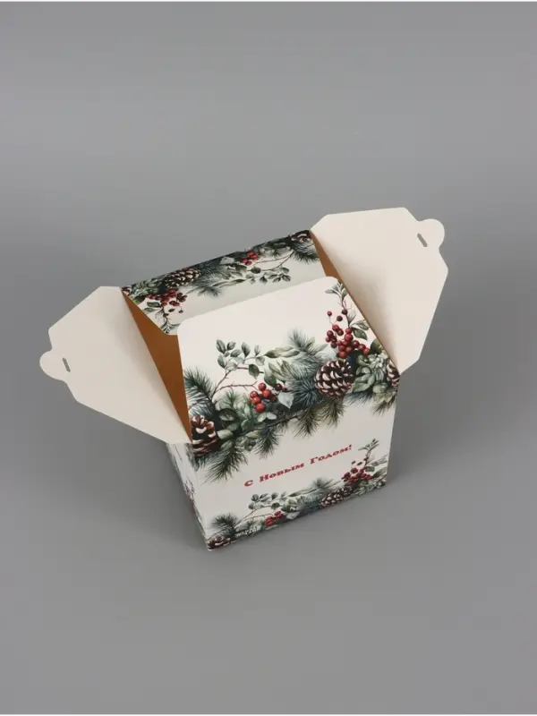 Коробка складная, подарочная новогодняя &laquo;Еловая веточка&raquo; 14&times;14&times;14 см