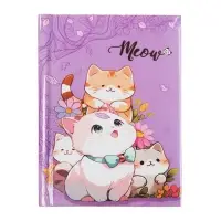 Записная книжка подарочная, 45 листов, линия, на замке Котики (16,3х12,7см)