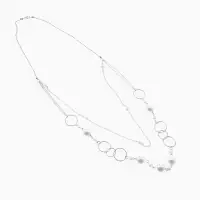 Бусы &laquo;Жемчужный мир&raquo;, кольца с бусинами, белые в серебре, 90 см