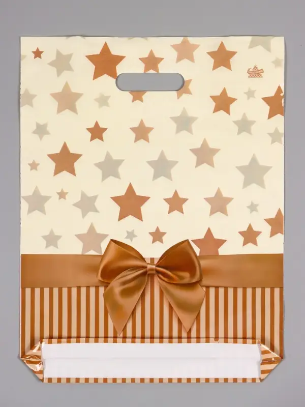 Пакет &laquo;Звезды в подарок&raquo;, полиэтиленовый с вырубной ручкой, 31&times;40 см, 60 мкм