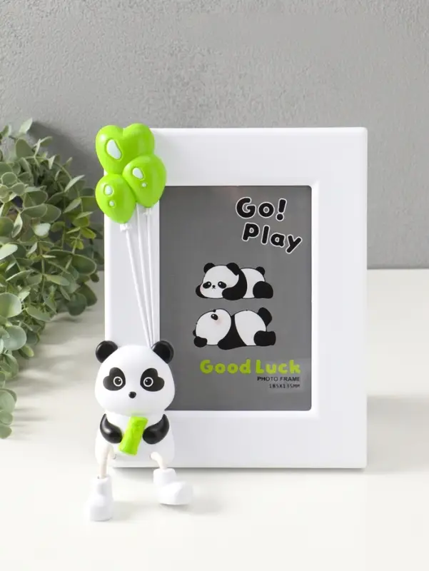 Фоторамка пластик 13х18 см "Пандочка с бамбуком" белый, вертикаль 3,5х19х24,5 см