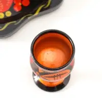 Подарочный набор: 6 шт. 30 мл рюмок на подносе, дерево хохлома