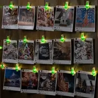 Гирлянда &laquo;Нить&raquo; 2 м роса с насадками &laquo;Прищепки-ёлочки&raquo;, IP20, серебристая нить, 20 LED, батарейки ААх2 (не в комплекте), свечение тёплое белое