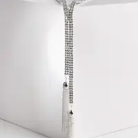 Гарнитур 2 предмета: кулон, серьги &laquo;Элегантность&raquo;, кисточки, белые в серебре, 50 см