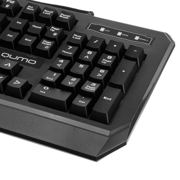 Клавиатура Qumo Base K59, проводная, мембранная, 104 клавиши, USB, подсветка, чёрная Клавиатура Qumo Base K59, проводная, мембранная, 104 клавиши, USB, подсветка, чёрная
