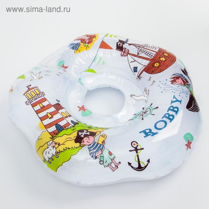 Круг для плавания на шею Robby, «Пираты», надувной, с ручками, цвет белый Круг для плавания на шею Robby, «Пираты», надувной, с ручками, цвет белый