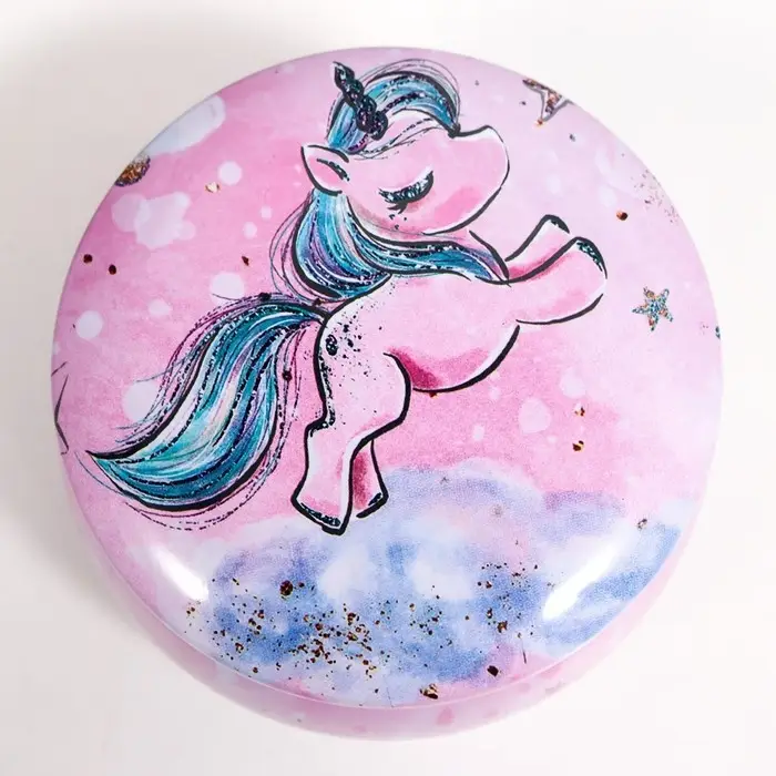 Шкатулка металл круглая Шкатулка металл круглая "Единорожек" МИКС 5х6,5х6,5 см