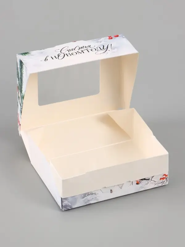 Коробка подарочная новогодняя, складная 10&times;8&times;3.5 см &laquo;Снегири&raquo;