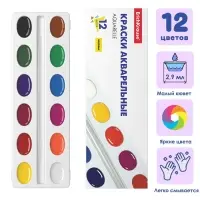 Акварель медовая ErichKrause Basic, 12 цветов, без кисти, пластик, картонный пенал