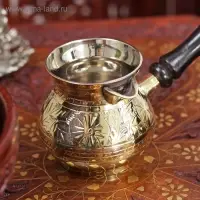 Турка латунь деревянная рукоять"Узор" 150 мл