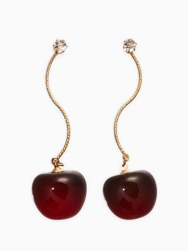 Серьги &laquo;Черешня&raquo;, бордовые в золоте