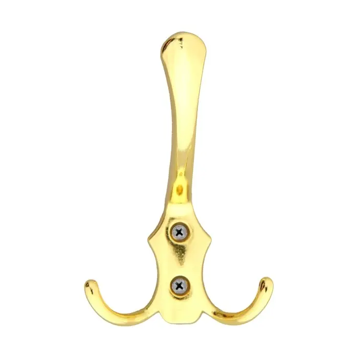 Крючок мебельный ТУНДРА TKT004, трехрожковый, золото