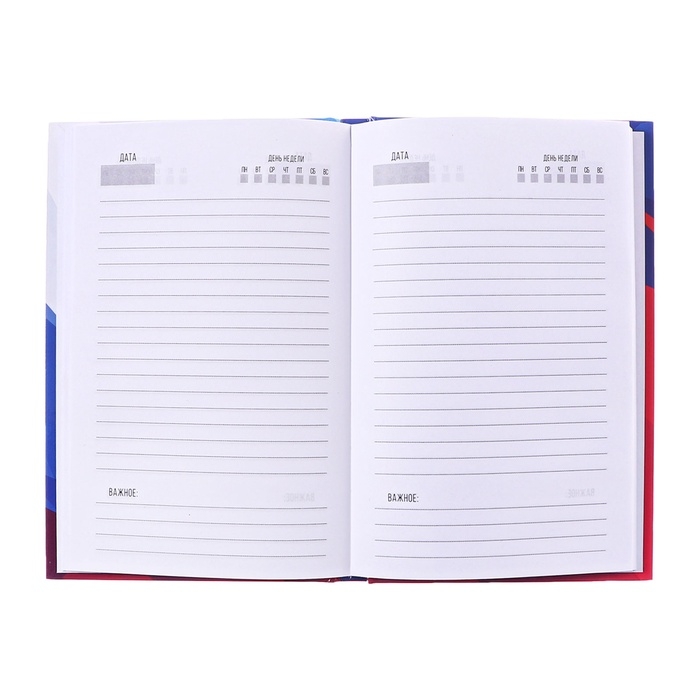 Ежедневник недатированный А5, 128 листов Ежедневник недатированный А5, 128 листов "РОССИЯ", твёрдая обложка, глянцевая ламинация