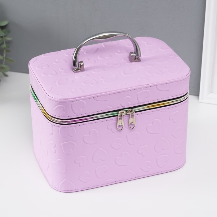 Шкатулка кожзам с зеркалом Шкатулка кожзам с зеркалом "Сердца" св-сирень набор 3 шт 19х10,5х10,5 21х13х14 15х23х17 см