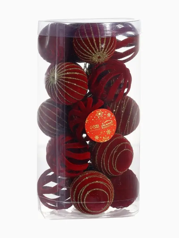 Набор шаров пластик d-6 см, 20 шт "Бархат. Феерия" красный