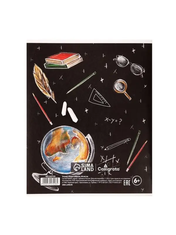 Тетрадь предметная 48 листов в клетку, Calligrata «Доска. Физика», обложка мелованный картон