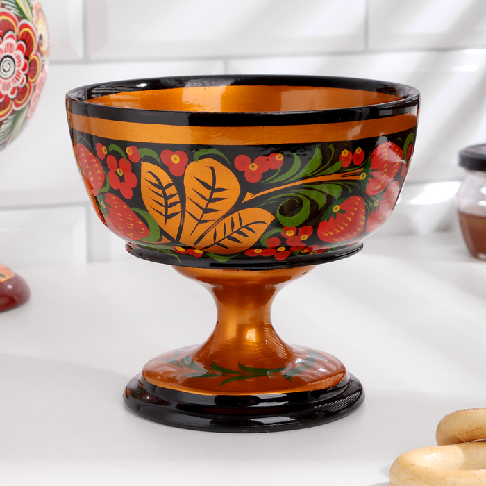 Конфетница,  14×14 см, хохлома